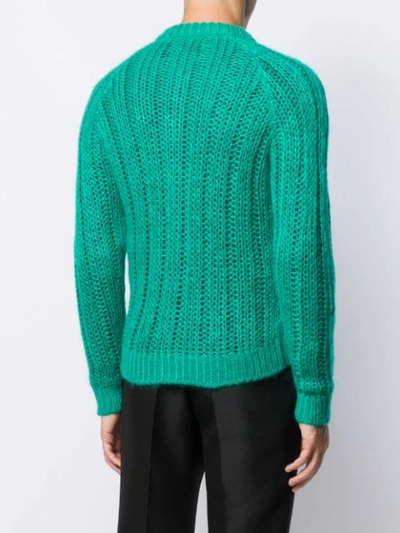 Shop Prada Open Knit Cardigan In F077u Smeraldo