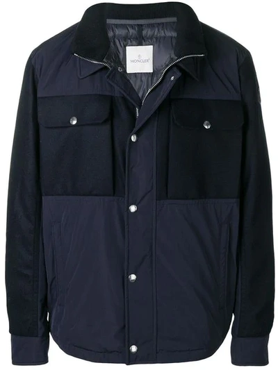 Shop Moncler Panelled Jacket In Blue