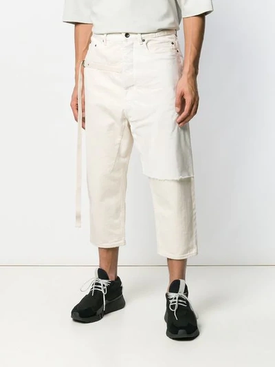 RICK OWENS DRKSHDW RIPPED DETAIL CROPPED TROUSERS - 大地色