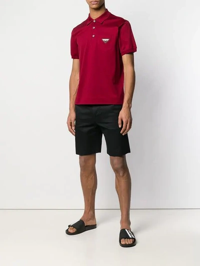 Shop Prada Basic Polo Shirt In Red