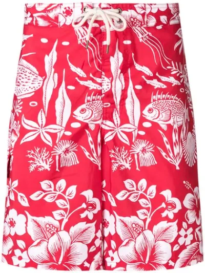 Shop Polo Ralph Lauren Printed Swim Shorts In 001 Red