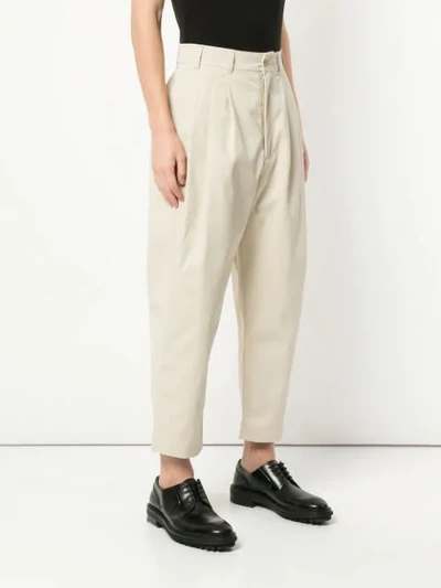 Shop Hed Mayner High Rise Cropped Trousers In Neutrals