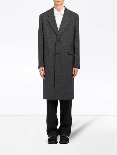 Shop Prada Single Breasted Coat In Grey