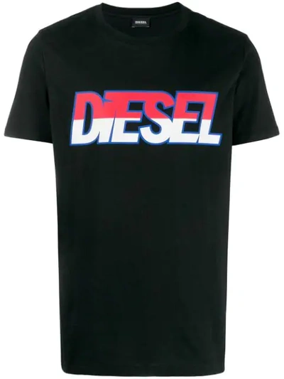 Shop Diesel Printed Logo T-shirt In Black