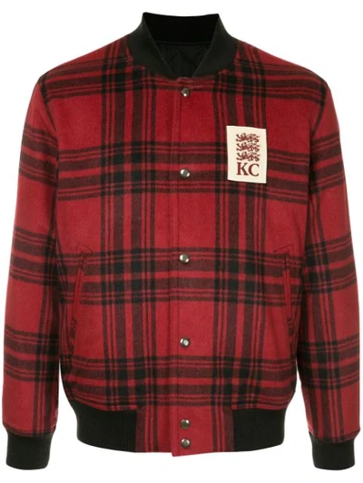 Shop Kent & Curwen Checked Bomber Jacket In Red