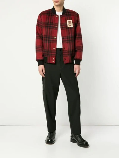 Shop Kent & Curwen Checked Bomber Jacket In Red