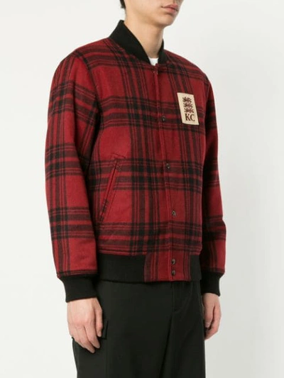 Shop Kent & Curwen Checked Bomber Jacket In Red