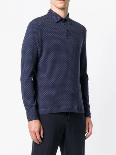 Shop Zanone Long-sleeve Fitted Polo Shirt In Blue