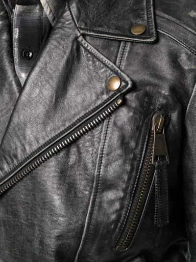 Shop Faith Connexion Vintage Style Biker Jacket In Black