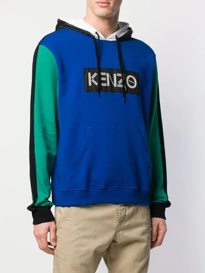 Shop Kenzo Logo Patch Hoodie In Blue