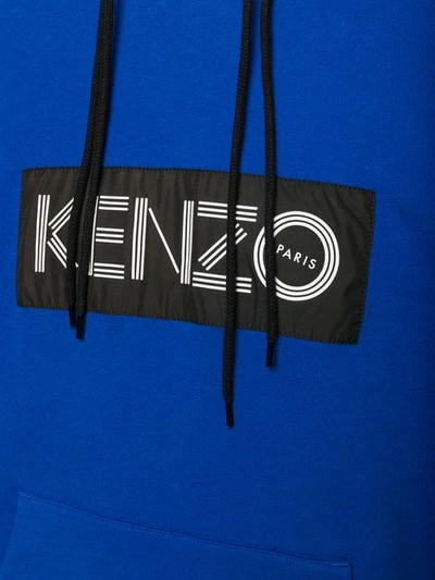 Shop Kenzo Logo Patch Hoodie In Blue