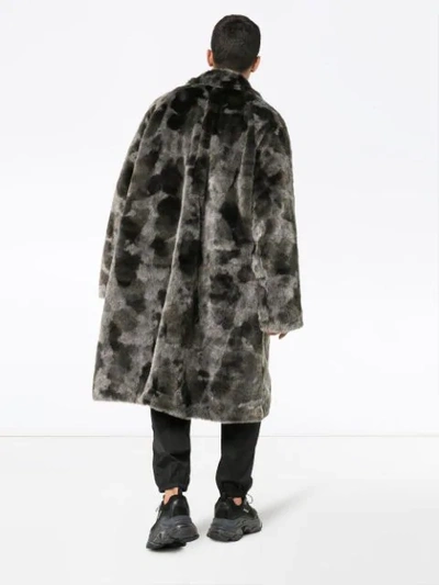 Shop Balenciaga Faux Fur Opera Car Coat In Grey