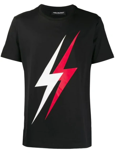 Shop Neil Barrett Thunder Bold Print T-shirt In Black
