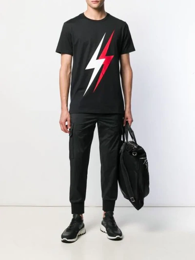 Shop Neil Barrett Thunder Bold Print T-shirt In Black
