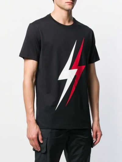 Shop Neil Barrett Thunder Bold Print T-shirt In Black