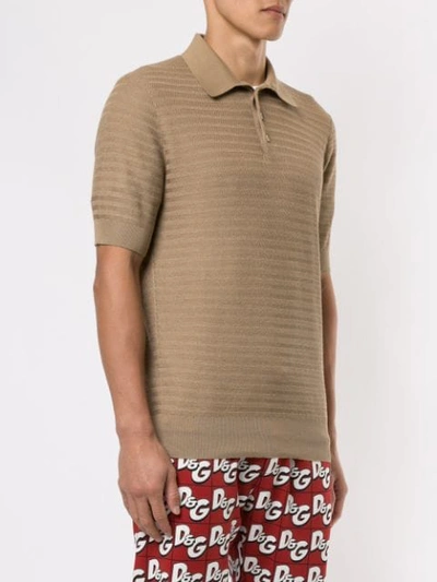 Shop Dolce & Gabbana Henley Polo Shirt In Brown