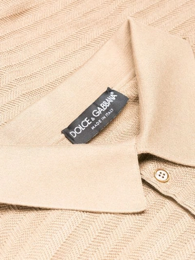 Shop Dolce & Gabbana Henley Polo Shirt In Brown