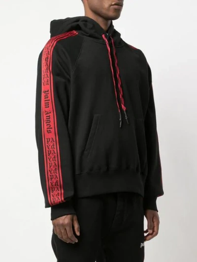 Shop Palm Angels Logo Tape Hoodie In Red
