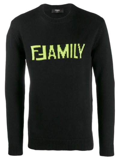 Shop Fendi Ffamily Intarsia Jumper In Black