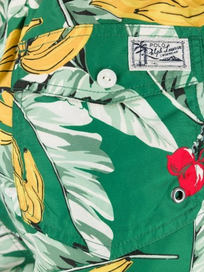 Shop Polo Ralph Lauren Traveler Leaf Print Swim Shorts In Green
