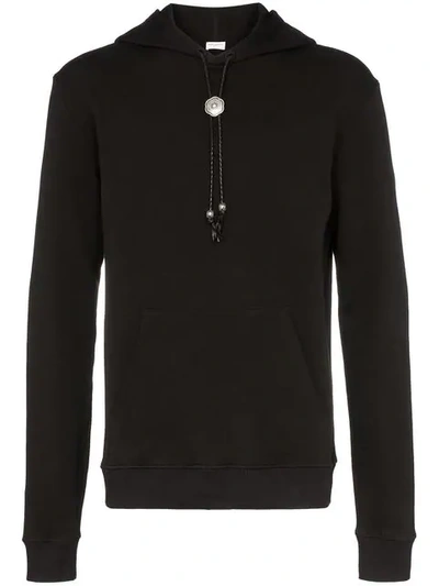 Shop Saint Laurent Bolo Tie Detail Hoodie In Black