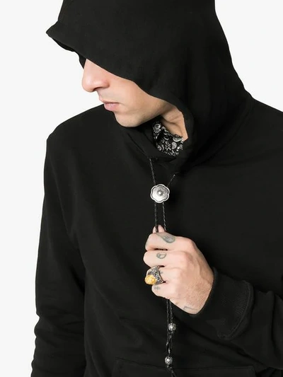 Shop Saint Laurent Bolo Tie Detail Hoodie In Black