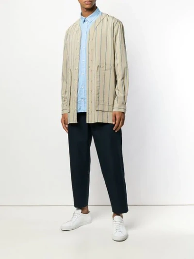 Shop Henrik Vibskov Striped Shirt Jacket In Neutrals