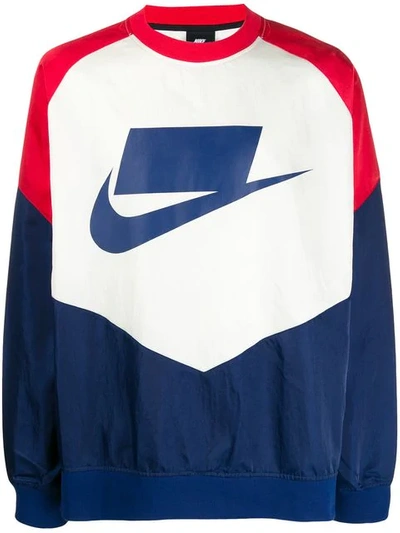 Shop Nike Contrast Logo Sweatshirt In Blue