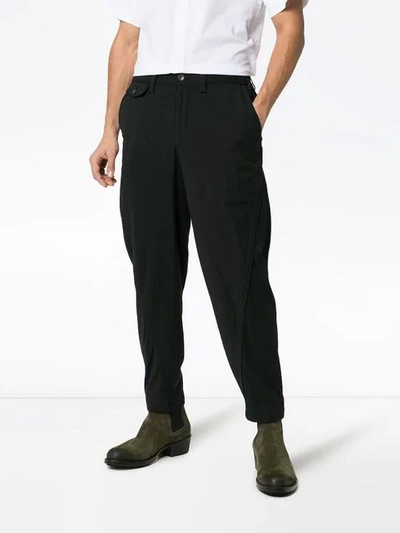 Shop Issey Miyake Twist Seam Cotton Cropped Trousers In Black