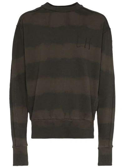 Shop Liam Hodges Bleached Stripe Logo Embroidered Cotton Sweatshirt In Black