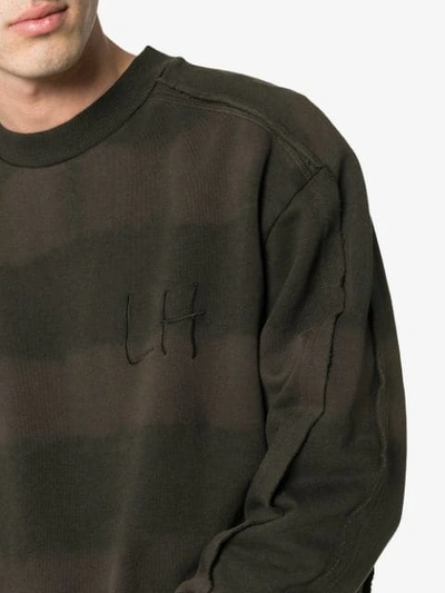 Shop Liam Hodges Bleached Stripe Logo Embroidered Cotton Sweatshirt In Black