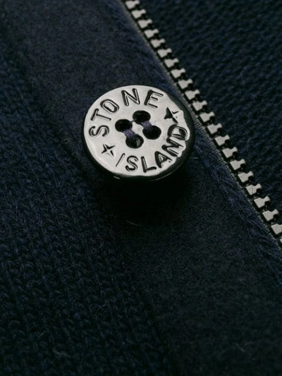 Shop Stone Island Logo Button-down Cardigan In Blue