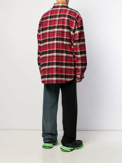 Shop Balenciaga Oversized Checked Flap Shirt In Red