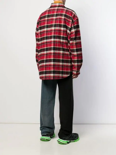 BALENCIAGA OVERSIZED CHECKED FLAP SHIRT - 红色