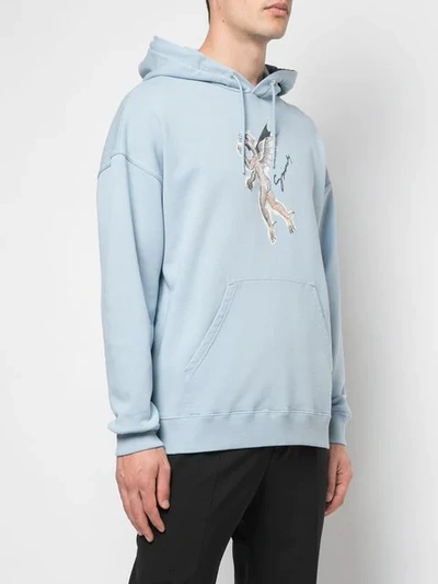 Shop Givenchy Angel Print Hoodie In Blue
