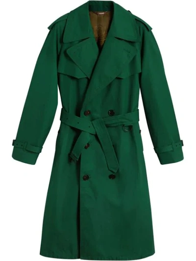 Shop Burberry Gabardine Trench Coat - Green