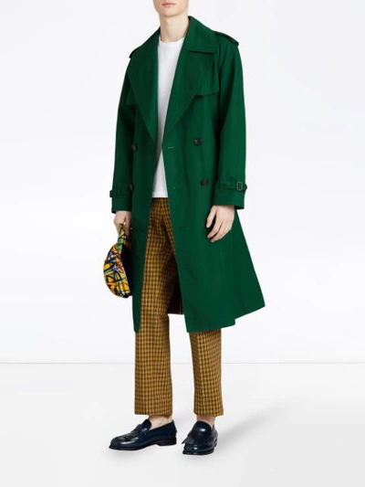 Shop Burberry Gabardine Trench Coat - Green