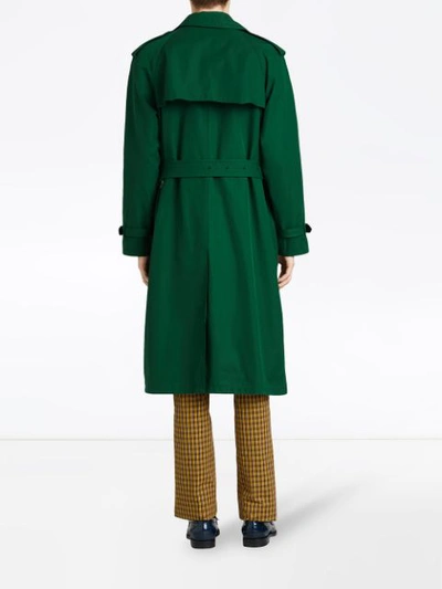 Shop Burberry Gabardine Trench Coat - Green