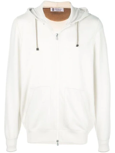 Shop Brunello Cucinelli Zipped Hoodie In White