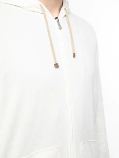 Shop Brunello Cucinelli Zipped Hoodie In White