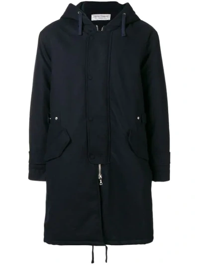 Shop Officine Generale Hooded Parka Coat In Blue