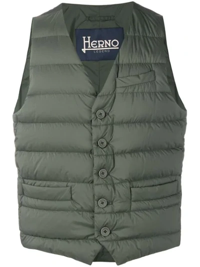 Shop Herno Padded Fitted Gilet In Green