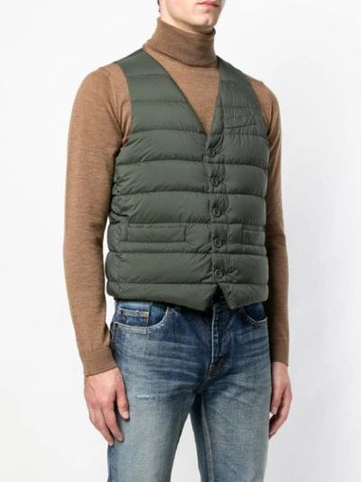 Shop Herno Padded Fitted Gilet In Green