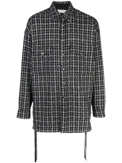 Shop Faith Connexion Oversized Houndstooth Pattern Shirt In Black/white 110