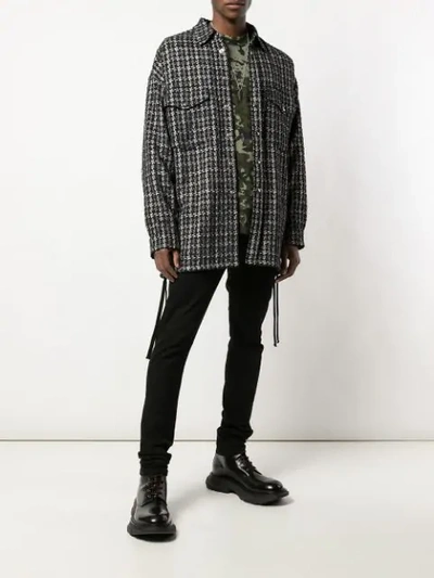 Shop Faith Connexion Oversized Houndstooth Pattern Shirt In Black/white 110