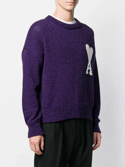 Shop Ami Alexandre Mattiussi Intarsia Knit Jumper In 034 Noir/violet