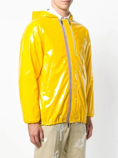 Shop Thom Browne Cropped Nylon Slicker Parka In Yellow