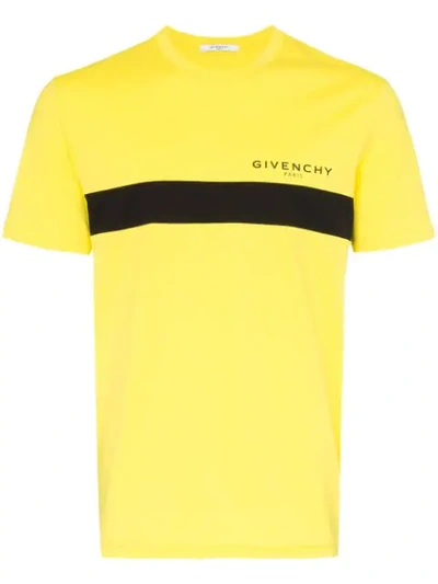 Shop Givenchy Front Stripe Print T-shirt - Yellow
