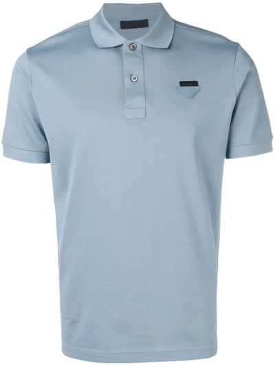 Shop Prada Chest Logo Polo Shirt In F0d30 Lake Blue