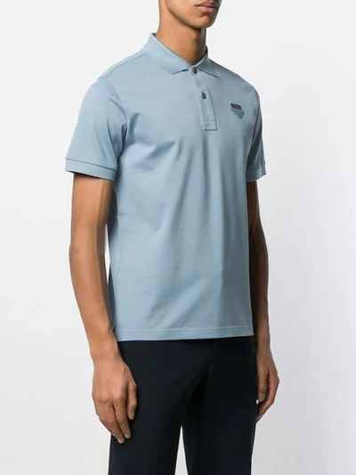 Shop Prada Chest Logo Polo Shirt In F0d30 Lake Blue